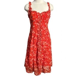 ASTR The Label Red Floral Button-down Tank Dress, Size S